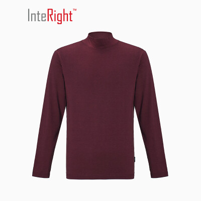 

INTERIGHT mens soft bamboo&cotton half-high collar wild long-sleeved T-shirt wine red M