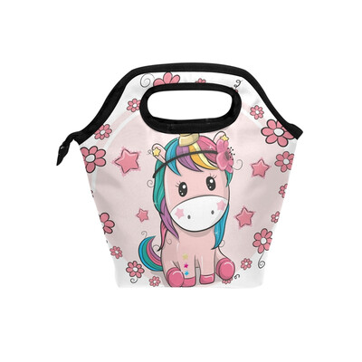 

Lunch Bag Tote Bag Pink Unicorn Travel Picnic Organizer Lunch Holder Handbags Lunch Bag Box for Office