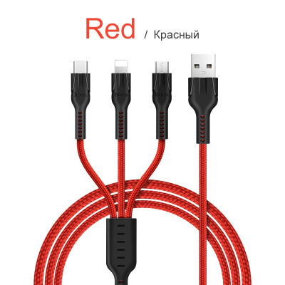 

HOCO 3in1 USB Charger Cable For iPhone X 5 6 7 8 Android Micro USB Cable Type C For Samsung Xiaomi Mobile Phone USB Data Cable