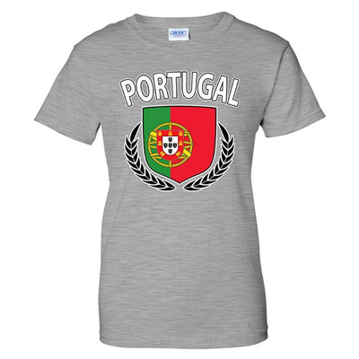 

Portugal Flag Crest Olive Wreath Laurel Womens T-Shirt