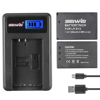 

LP-E12 2 Pack 74V 1200mAh Rechargeable Li-ion Replacement Battery with LCD USB Charger Kit for Canon EOS 100DEOS Rebel SL1EOS-M