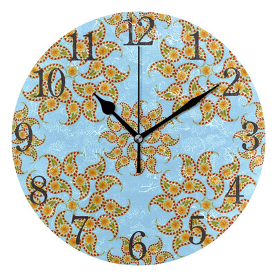 

Wall Clock Mandala Drawing Oriental Style Round Wall Clock Arabic Numerals Design