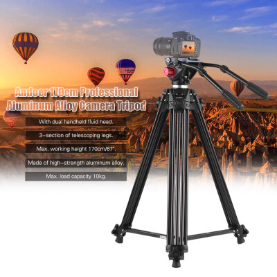 

Andoer Professional Aluminum Alloy Video Camera Tripod with Dual Handled Fluid Hydraulic Head for Canon Nikon Sony DSLR Camera Cam