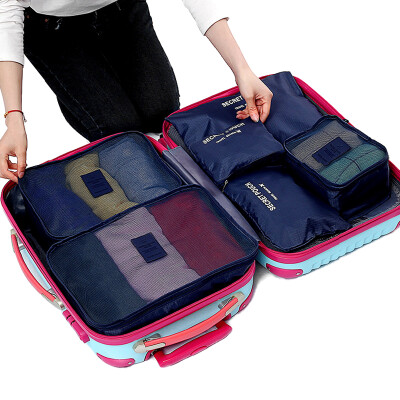 

Kayson KANSOON Waterproof Travel Storage Bag Baggage Packing Finishing Bag Travel Set Casual Clothing Storage Bag Underwear Storage Bag 6 Set Navy