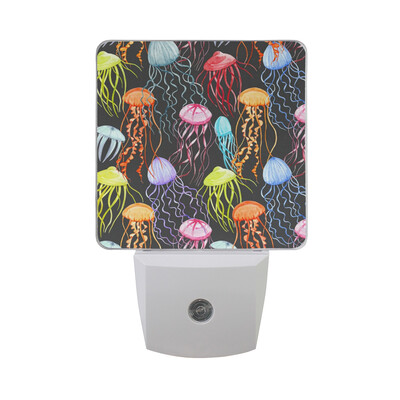 

ALAZA LED Night Light With Smart Dusk To Dawn SensorJellyfish Watercolor Plug In Night Light