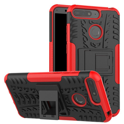 

Fivice Huawei Y6 2018 Case TPU anti-fall tire pattern back clip bracket phone case