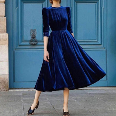 

US STOCK Women Velvet Formal Cocktail Party Evening Long Maxi Dress Prom Gown