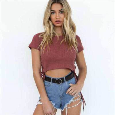 

Fashion Summer Women Casual Tank Tops Vest Blouse Long Sleeve Crop Tops Shirt