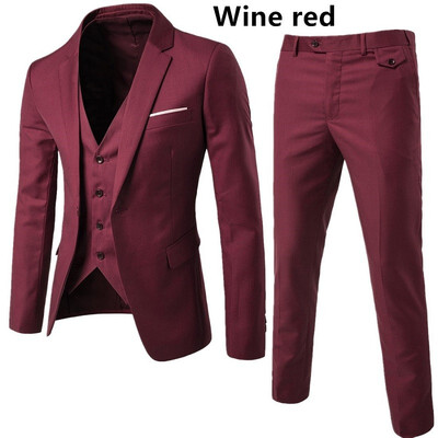 

AOWOFS New European Slim Business Casual Suits three-piece Sports Coat Vest Suit Pant Groom Groomsmen wedding one button suits S-6XL