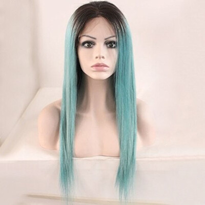 

9A Peruvian Virgin Hair Lace Front Wigs Ombre Blue Straight Human Hair Glueless Lace Front Wigs for Women with Baby Hair
