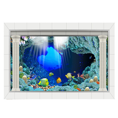 

PVC Waterproof Single Side Ocean Natural Landscape Fish Bowl Sticker Aquarium Background Poster Wall Picture