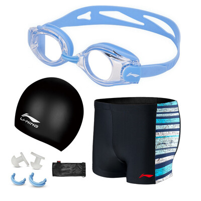 

Li Ning LI-NING All-in Swimming Swimming Swim Pants Goggles Swimming Cap Five-piece Fashionable High-quality Swimming Pants Swimwear Swimming Cap Set LSJK666-1 Black
