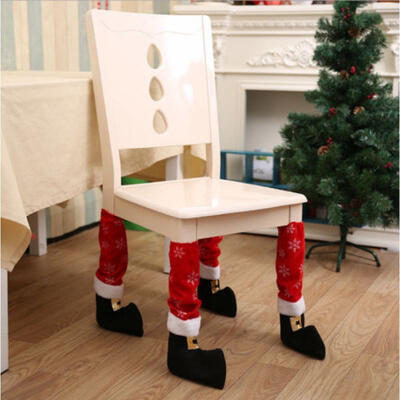 

Christmas Decoration Elf Santa Chair Cover Leg Covers Table Xmas Decor NEW