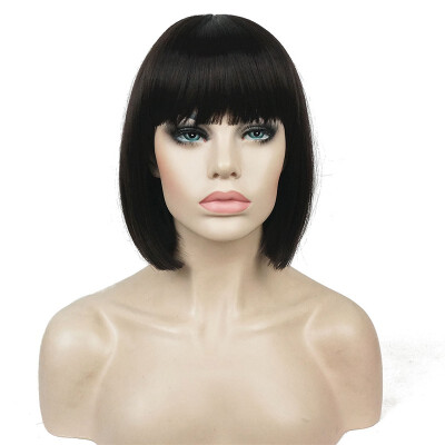 

StrongBeauty Short Bob Wig Point Part Bangs Full synthetic Wigs COLOUR CHOICES