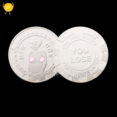 

Sexy dancing girl commemorative coin gold plated silver YOU LOSE artistic gifts pursuit of freedom challenge coins collection