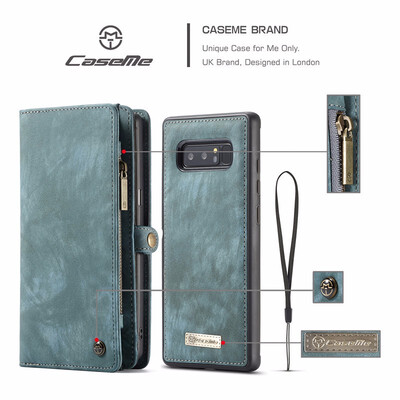 

CaseMe For Samsung Galaxy Note 8 Phone Cases Leather Zipper Multi-functional Card slot Wallet 2 In 1 Design Phone Full Cover