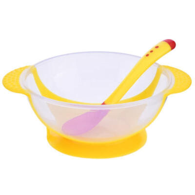 

Baby Feeding Training Bowl Temperature Sensing Spoon Suction Cup Tableware Set