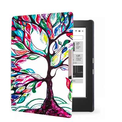

Van Gogh Design leather cover case Lighted Slim Leather Cover for 2014 kobo aura h2o 6.8'' ereader smart cover case