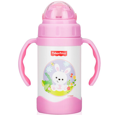 

Fisher-Price детей эвакуировали Чашку двойной флип соломы ручка чайника научиться пить чашки 300ML FP-8602C голубое небо