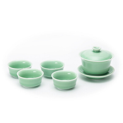 

Longquan plum green three saints teaset