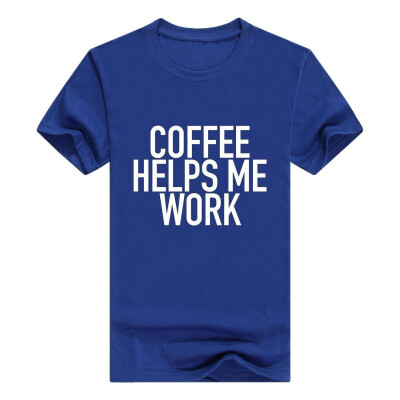 

Coffee Helps Me Work - Fun Caffeine Loving Men Cotton T-Shirt