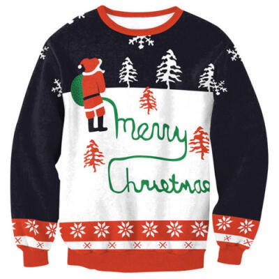 

New Unisex Men Women Santa Xmas Christmas Novelty Ugly RED Retro Jumper Sweater
