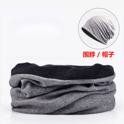 

Bowonik winter knit plus velvet bib thick warm windproof scarf men&women Korean version of the tide bib multi-function sports riding warm mask gray