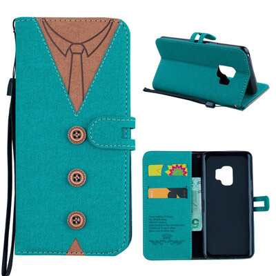 

MOONCASE Samsung Galaxy S9 stitching embossed mens leather case - green