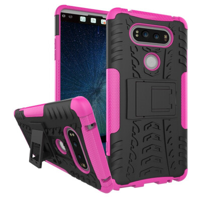 

Fivice LG V20 Case TPU anti-fall tire pattern back clip bracket phone case