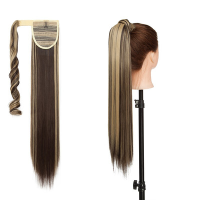 

Long Straight Ponytail Extension Wrap Around Synthetic Ponytail No Clip in Hair One Piece Hairpiece Binding for Women