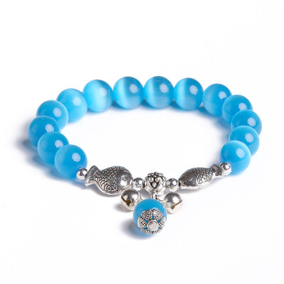 

Crystal cats eye bracelet with single ring transshipment Pisces womans hand ornament