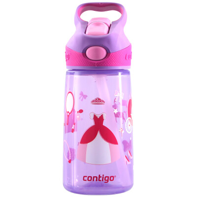 

【Jingdong Supermarket】 contigo children's plastic straw water cup portable sports cup 450ML small mermaid HBC-STR078