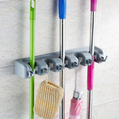 

Wall Mounted Mop Holder Brush Broom Hanger Storages Rack Kitchen Organizer Clean