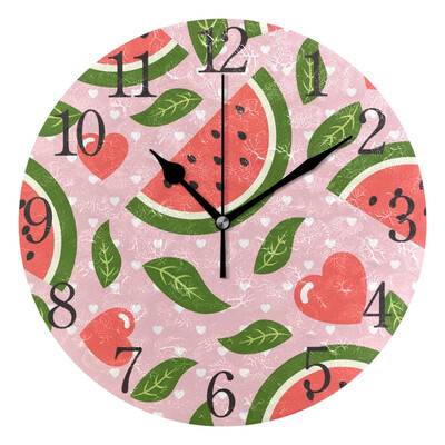 

Wall Clock Arabic Numerals Design Watermelon Pattern Round