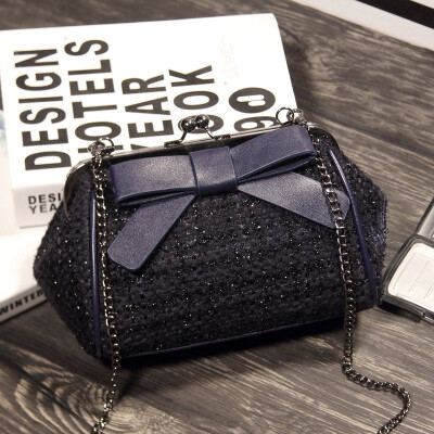 

Handbags 2016 new bow Korean wave packet shoulder fashion small fragrant wind woolen chain Messenger Bag