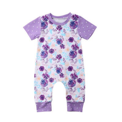 

Newborn Infant Baby Boy Girl Short Sleeve Jumpsuit Floral Romper Outfit Sunsuit