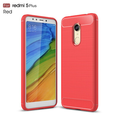 

Fivice Xiaomi Redmi 5 plus case Luxury brushed carbon fiber TPU soft shell