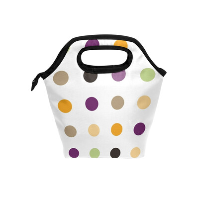 

Lunch Tote Bag Colorful Dot Travel Picnic Insulated Lunch Handbags Portable Zipper Lunch Bag Box