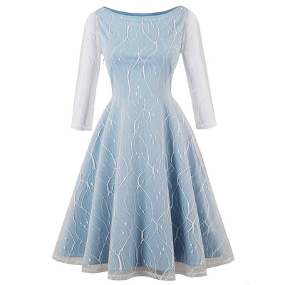 

Plus Size Lace Panel Overlay Vintage Dress