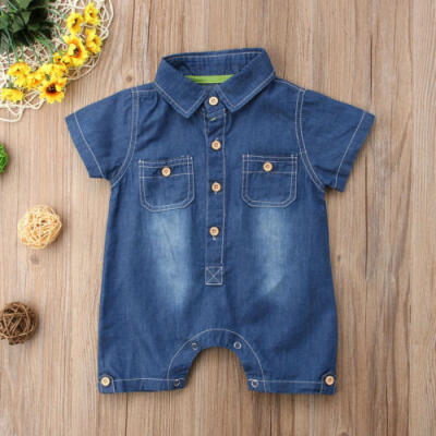 

Children Toddler Kids Baby Boys Girls Romper Jumpsuit Outfits Denim Clothes