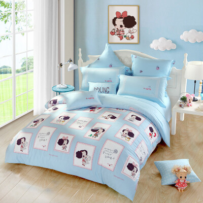 

Mercury Home Textiles (MERCURY) Хлопчатобумажные детские принты Four Piece Fashion Coffee Double 1,5м Bed Winter Club Cartoon Series