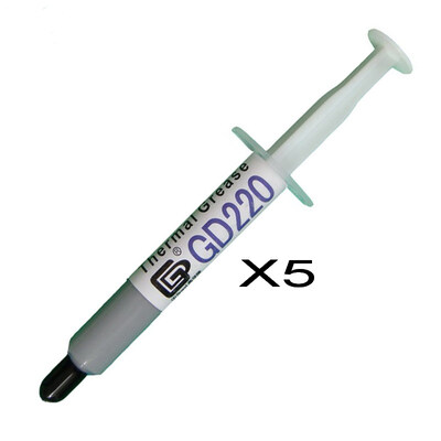 

GD Brand 5 Pieces GD220 Thermal Paste Grease Silicone Heat Sink Compound Gray Net Weight 3 Grams For CPU Cooler Fan Syringe SY3