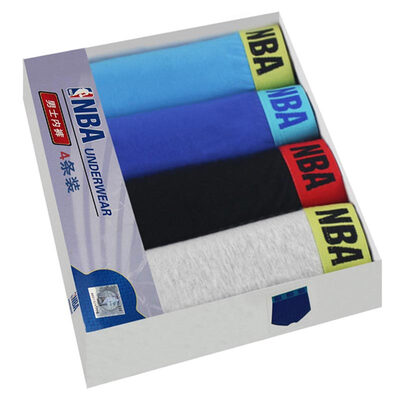 

[Jingdong Supermarket] NBA men's underwear solid color cotton flat underwear fashion soft and comfortable breathable underwear 4 gift box 2XL