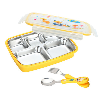 

Jingdong Supermarket US kitchen maxcook 304 stainless steel lunch box meal student lunch box sub-grid cover with anti-hot MC7775 with spoon fork