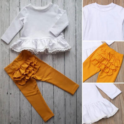 

Toddler Baby Girls Ruffle Tops Mini Dress Long Pants Leggings Outfits Clothes AU
