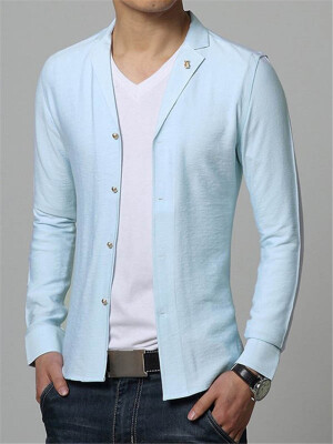 

Plain Single-Breasted Lapel Mens Shirt