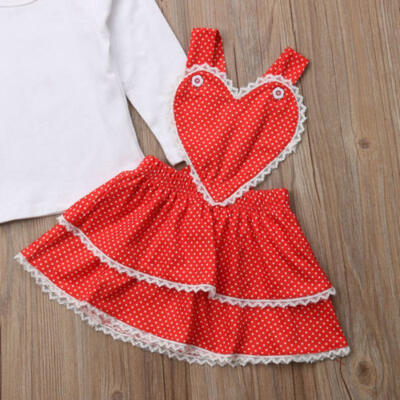 

USA Toddler Kids Baby Girl Xmas Tops Layered Bib Dress Headband Outfits Clothes