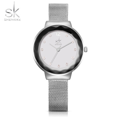 

SK 2017 Luxury Diamond Mesh Stainless Steel Women Watches Quartz Water-Proof Ladies Casual Wristwatch Rose GoldSilver