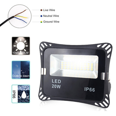 

20W Dusk to Dawn LED Flood Lights Outdoor Security Lights 2000lm 5000K IP66 Waterproof Auto onoff Floodlight Landscape Wall Ligh