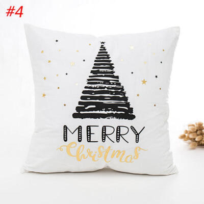 

Christmas Gold Letters Bronzing Snowflake Throw Pillow Case Sofa Cushion Covers
